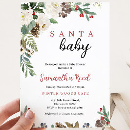 Könsneutral Santa Baby Jul Baby Shower Inbjudningar