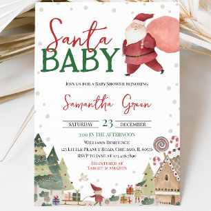 Könsneutral Santa Baby Shower Inbjudningar