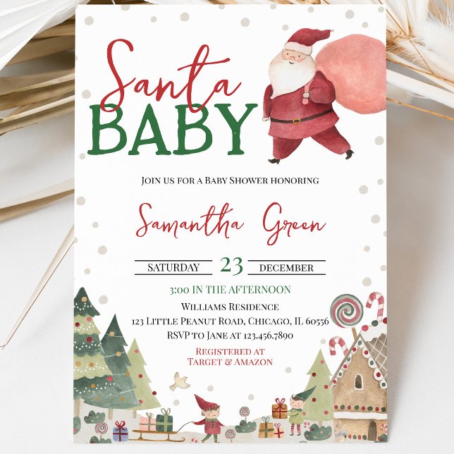 Könsneutral Santa Baby Shower Inbjudningar (Skapare uppladdad)
