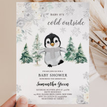Könsneutral Silver Penguin Bebis Shower