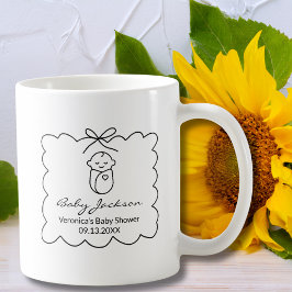 Könsneutral Söt Bebis & Bow Modern Bebisbad Kaffemugg