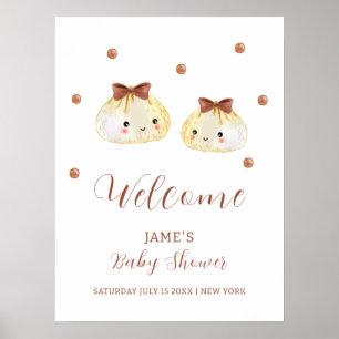 Könsneutral Söt Dumplings Baby Shower Välkommen Poster