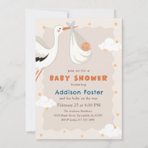 Könsneutral stork Special Delivery Baby Shower-inb Inbjudningar