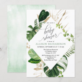 Könsneutral tropisk grey-babydusch i guld inbjudningar