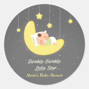 Könsneutral Twinkle Little Star Baby Shower Runt Klistermärke