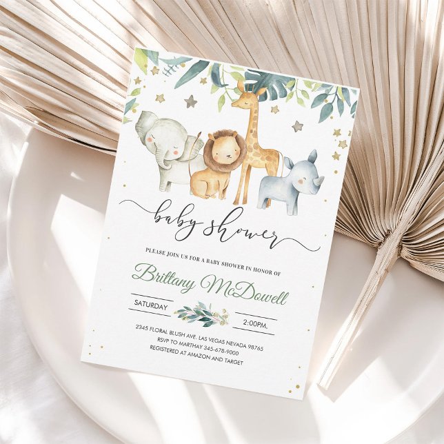 Könsneutral Vild en safari babyskor Inbjudningar (Skapare uppladdad)