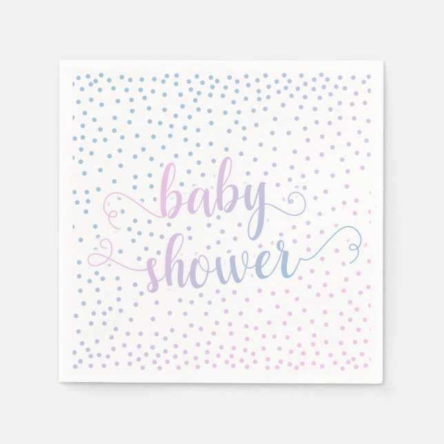 Könsneutrala Baby Shower Rosa Blå Konfetti Pappersservett (Framsidan)