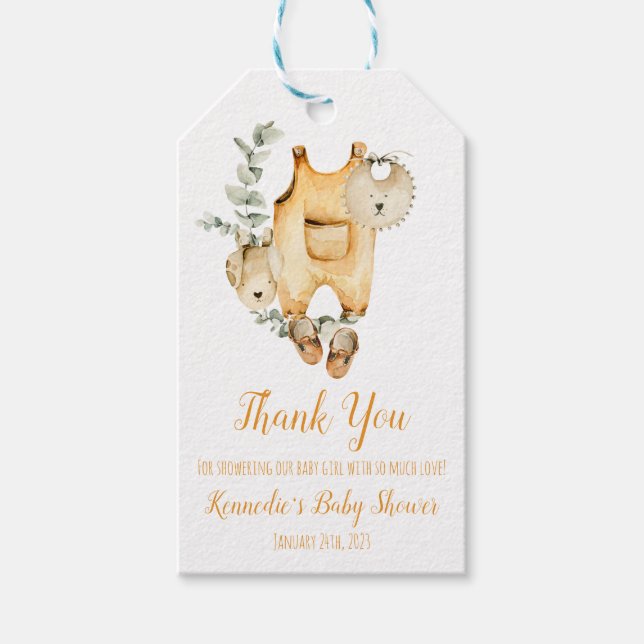 Könsneutrala babykläder Baby Shower Presentkort Presentetikett (Framsidan)