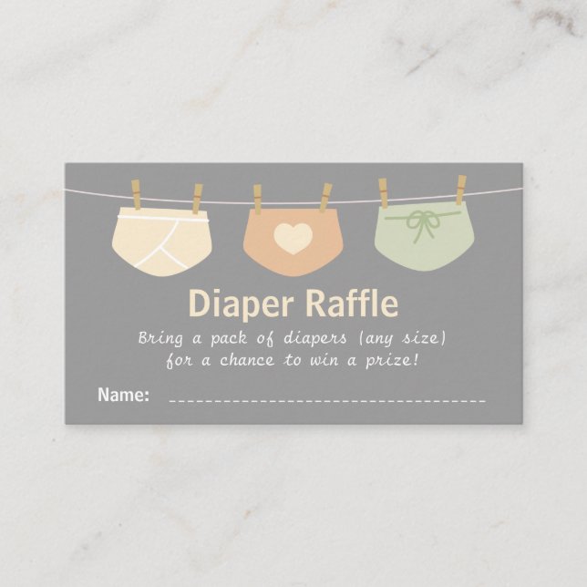 Könsneutrala babyskor Diaper Raffle Biljett Tilläggskort (Framsida)