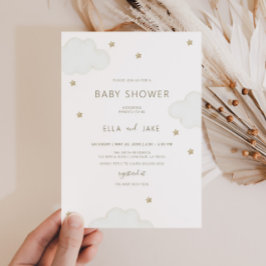 Könsneutrala minimalistmoln Stars babyskor Inbjudningar