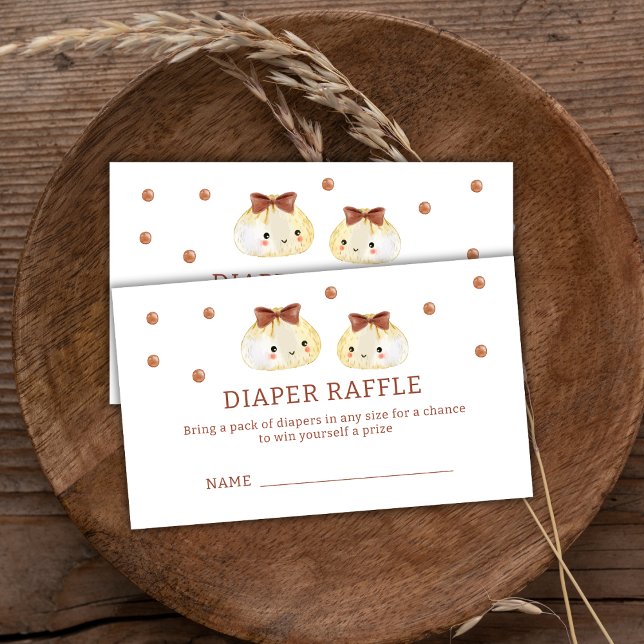Könsneutrala provdockningsapparater Raffle Baby Sh Tilläggskort (Gender Neutral Dumpling Diaper Raffle Baby Shower Enclosure Card)