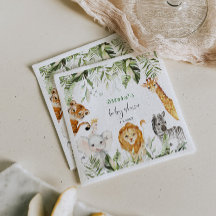 Könsneutrala Safari-djur, babyduschnapkins