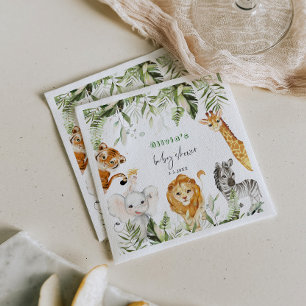 Könsneutrala Safari-djur, babyduschnapkins Pappersservett