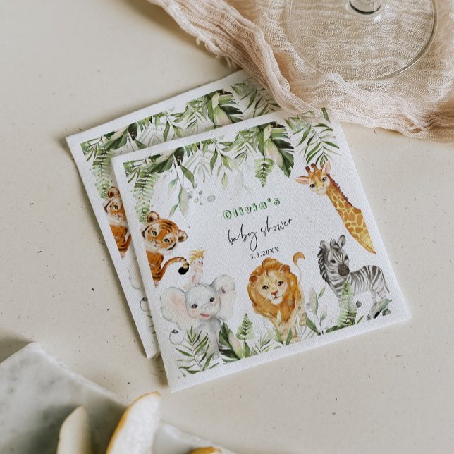 Könsneutrala Safari-djur, babyduschnapkins Pappersservett (Skapare uppladdad)
