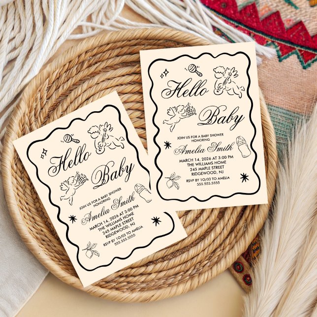 Könsneutrala valp cupid baby shower-inbjudan inbjudningar (Skapare uppladdad)