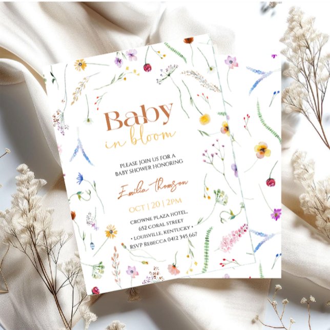 Könsneutralt baby shower för Baby in Bloom Inbjudningar (Skapare uppladdad)