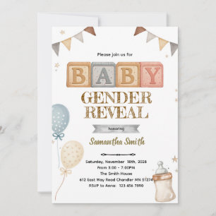 Könsneutralt baby shower-inbjudan med babyblock inbjudningar