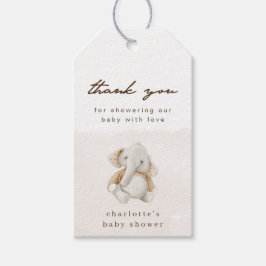 Könsneutralt elefant-babystöttsetikett presentetikett