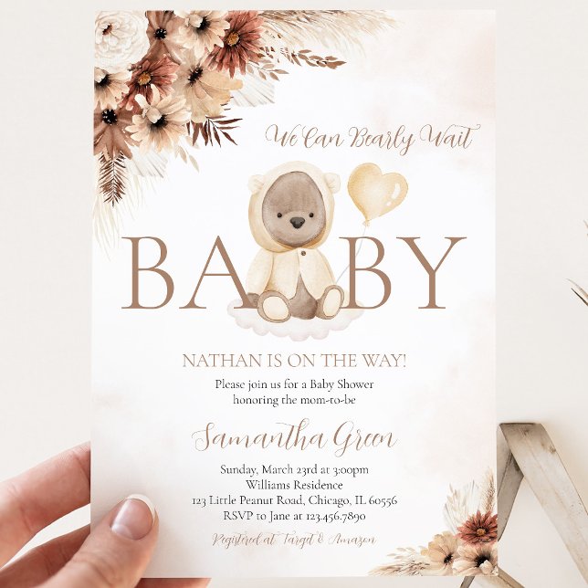 Könsneutralt höstbjörn-babyshower inbjudningar (Skapare uppladdad)