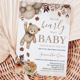 Könsneutralt höstbjörn-babyshower inbjudningar