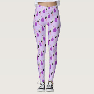 Könsneutralt lila Baby Stork Mönstrad Leggings