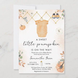 Könsneutralt Little Pumpkin Baby Shower Inbjudningar