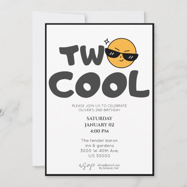 Könsneutralt lustigt 2:a födelsedag inbjudningar (Framsida)