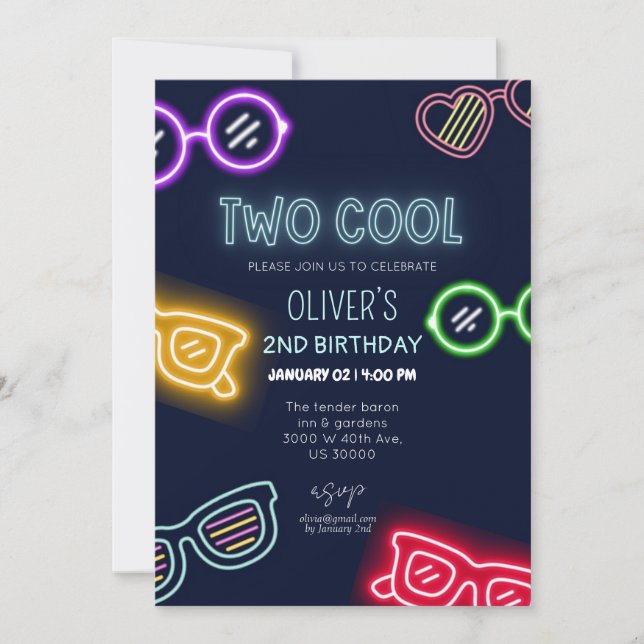 Könsneutralt lustigt 2:a födelsedag inbjudningar (Framsida)