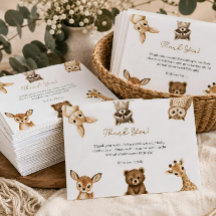 Könsneutralt Safari Baby Shower Tacksamhetskort
