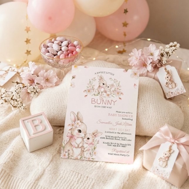 Könsneutralt Trälandskanin Babyshower Inbjudningar (Skapare uppladdad)