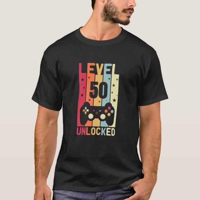Könsnivå 50 Olåst födelsedag 50 år gammal T Shirt (Framsida)