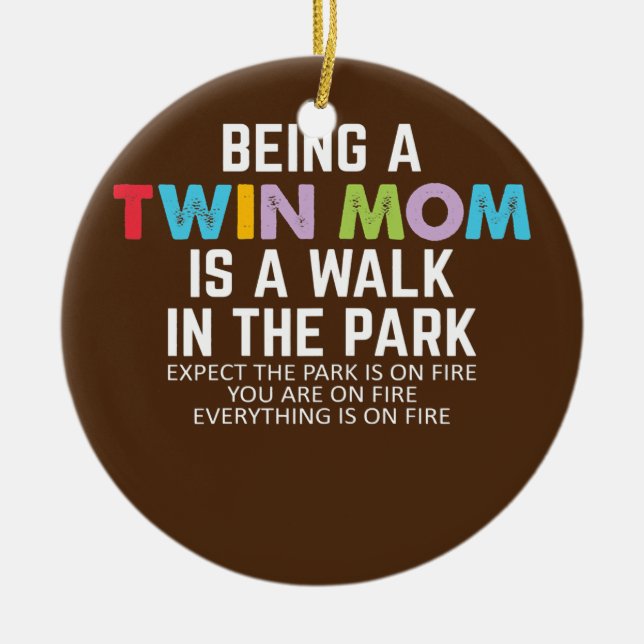 Könsnun Mamma i Twillingar som säger Twin Mamma Mo Julgransprydnad Keramik (Framsidan)