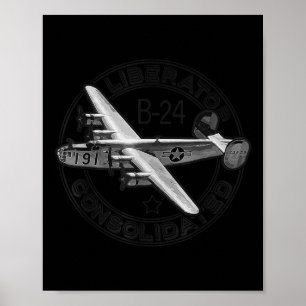 Konsoliderad B-24-liberator WW2 Us Military Aircra Poster