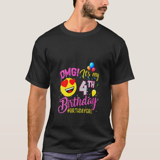 Könsomg Det är min 4e födelsedagen-flicka 4 år gam T Shirt (Framsida)