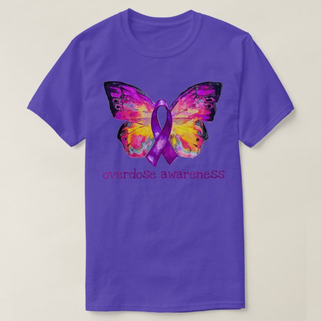Könsöverdosering Medvetenhet Lila Ribbon Butterfly T Shirt (Design framsida)