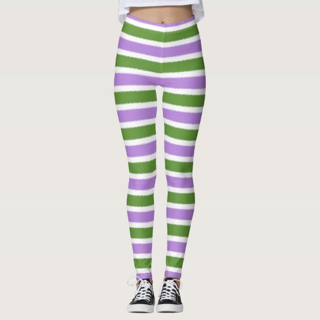 Könsqueera flagga smalrandiga Leggings (Framsida)