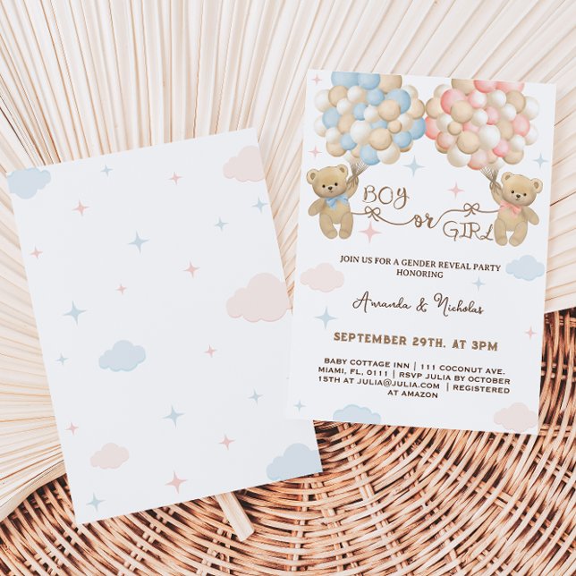 Könsreveal Pastel Pink & Blue Boy Girl Inbjudningar (Skapare uppladdad)