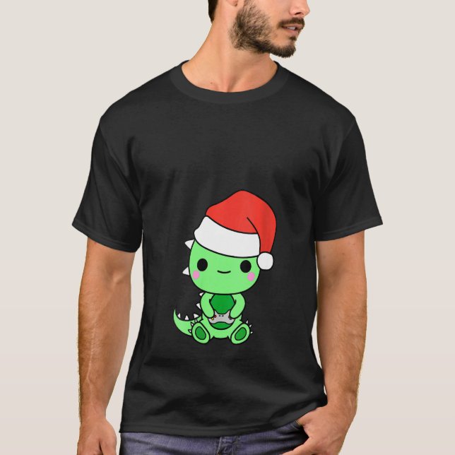 Könsspelande julpojkar Gamer Nerd Dinosaur T Shirt (Framsida)