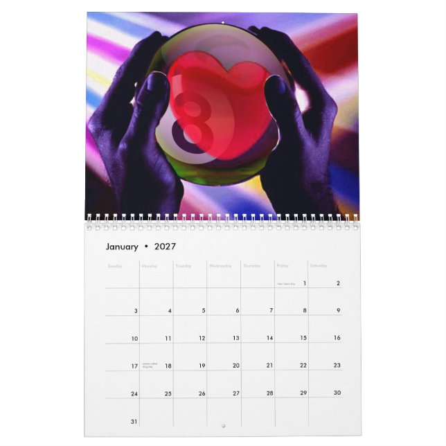 Konst 2015 av biljard kalender (Jan 2027)