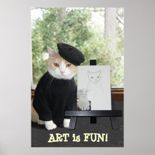 KONST är den ROLIGA KATTEN Poster