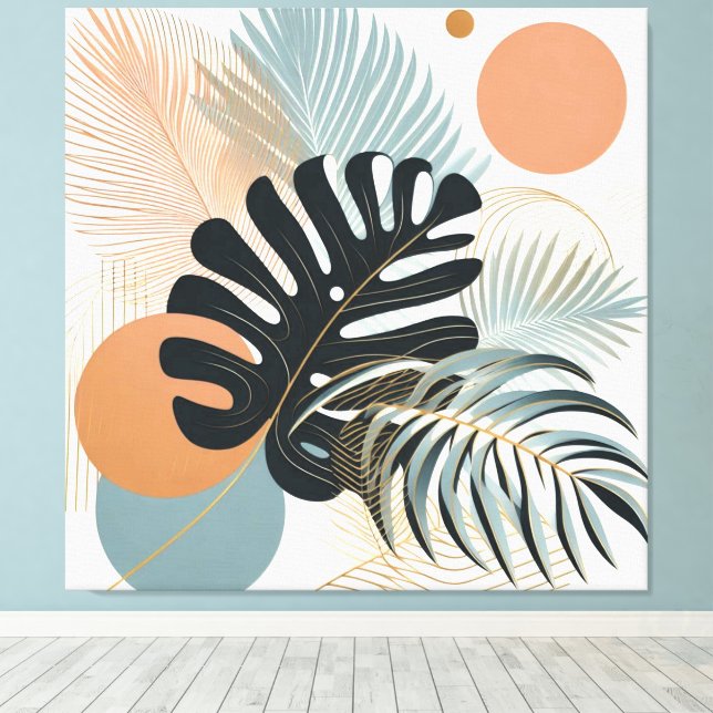 konst av boho stil tropiska löv canvastryck (Insitu (trägolv))