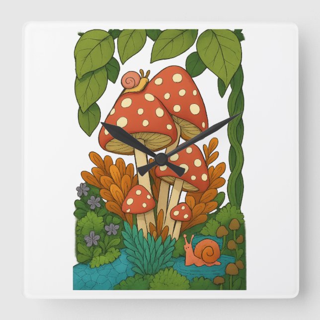 Konst av botanisk natur fyrkantig klocka (Framsida)