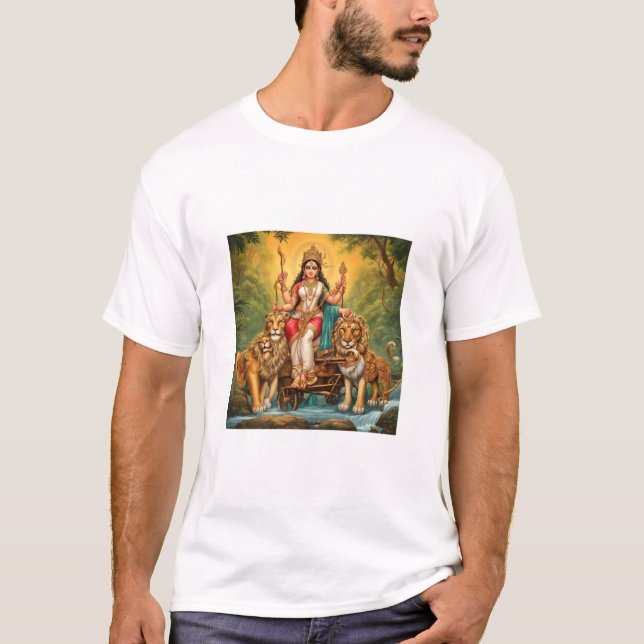 Konst av durga mata med lejon T-shirts (Framsida)