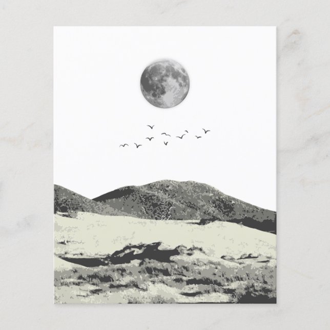 Konst av måne och bergsmuren flygblad (Framsidan)