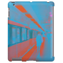 Konst av parisisk kvinna vid tunnelbanan i blå ora