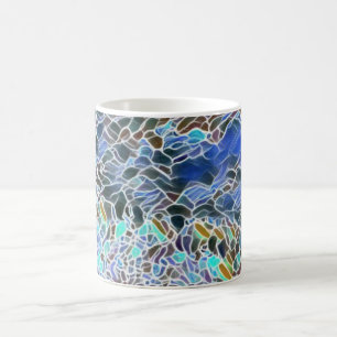 Konst av rostat glas, abstrakt blues lavender kaffemugg