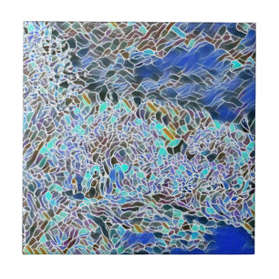 Konst av rostat glas, abstrakt blues lavender kakelplatta