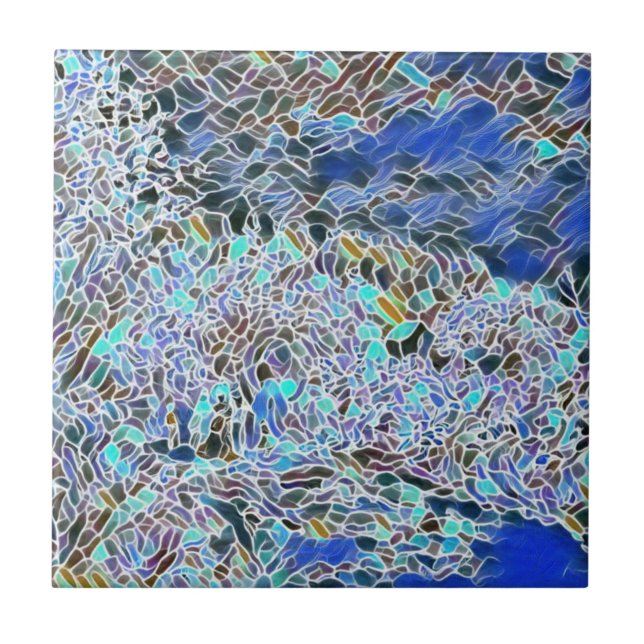 Konst av rostat glas, abstrakt blues lavender kakelplatta (Framsidan)