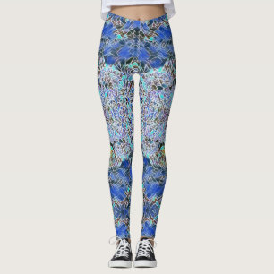 Konst av rostat glas, abstrakt blues lavender leggings