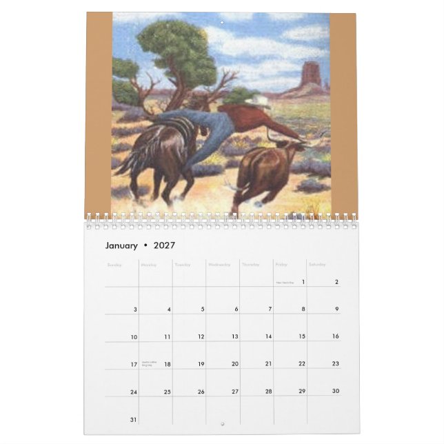 Konst av vilda western kalender (Jan 2027)